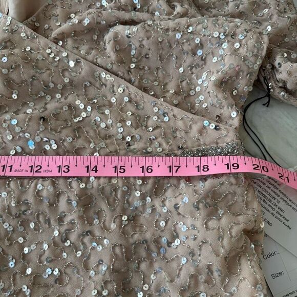 MAC DUGGAL Sequin Dress with Embellished Hemline and Belt size 16 NWT - Picture 6 of 8